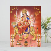Hindu Goddess Durga Tiger Kaart (Staand voorkant)