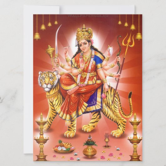 Hindu Goddess Durga Tiger Kaart (Voorkant)
