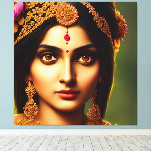Hindu Goddess Indrani - Venus Canvas Afdruk (Insitu (Houten vloer))