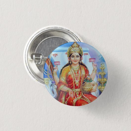 Hindu Goddess Lakshmi Devi Ronde Button 3,2 Cm (Voorkant /achterkant)