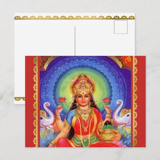 Hindu Goddess Lakshmi Maa Briefkaart (Voorkant / Achterkant)
