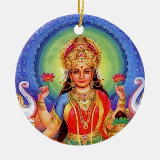 Hindu Goddess Lakshmi Maa Keramisch Ornament (Voorkant)