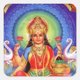 Hindu Goddess Lakshmi Maa Vierkante Sticker