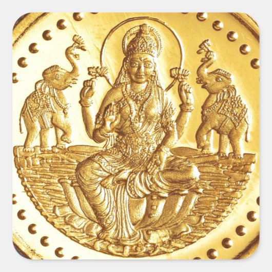 HINDU GODDESS LAKSHMI VIERKANTE STICKER (Voorkant)