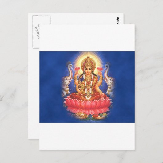 Hindu Goddess Laxmi Devi Mata Briefkaart (Voorkant / Achterkant)