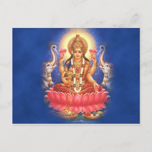 Hindu Goddess Laxmi Devi Mata Briefkaart (Voorkant)