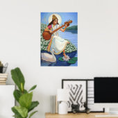 Hindu Goddess Saraswati Art Hinduism Poster Afdruk (Thuiskantoor)