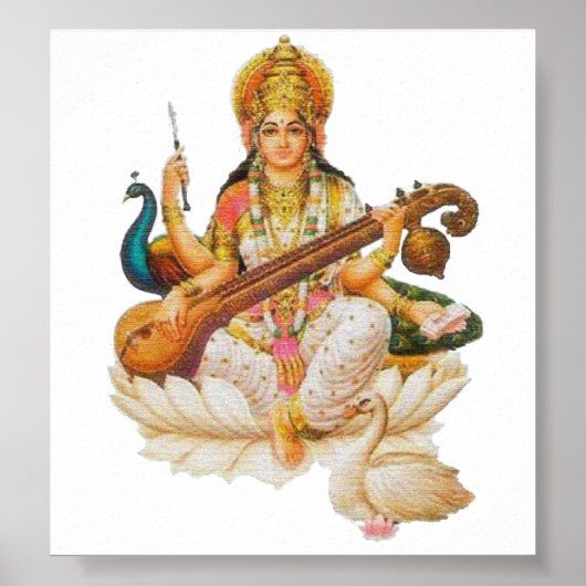 Hindu Goddess Saraswati Godess voor kunstonderwijs Poster (Voorkant)