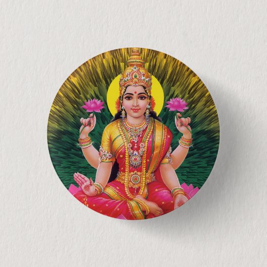 Hindu Goddess Saraswati Ronde Button 3,2 Cm (Voorkant)