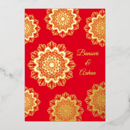 Hindu Gold Mandala bruiloft Folie Uitnodiging