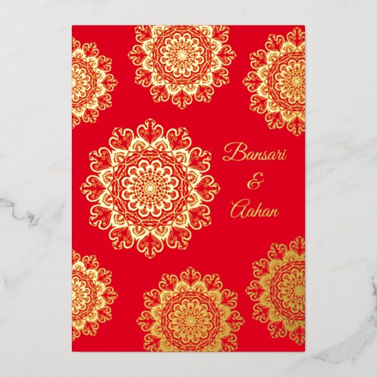 Hindu Gold Mandala bruiloft Folie Uitnodiging (Voorkant)