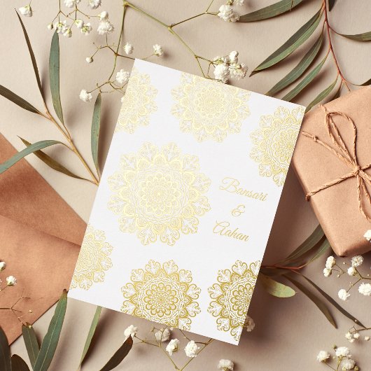 Hindu Gold Mandala bruiloft Folie Uitnodiging