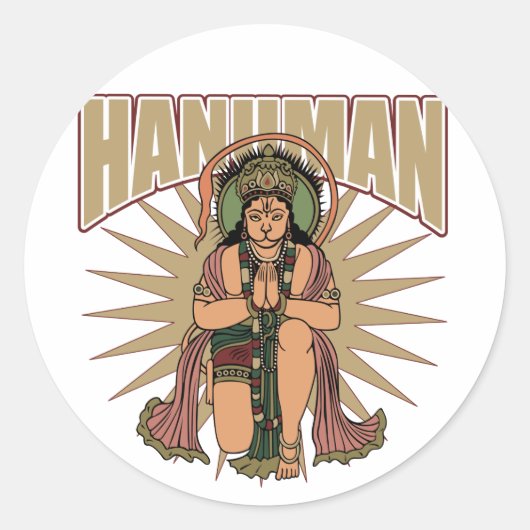 Hindu Hanuman Ronde Sticker (Voorkant)