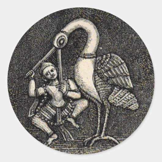 HINDU HERO & HERON (1887) RONDE STICKER (Voorkant)