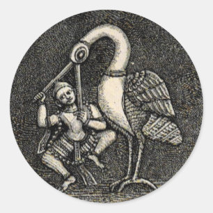 HINDU HERO & HERON (1887) RONDE STICKER