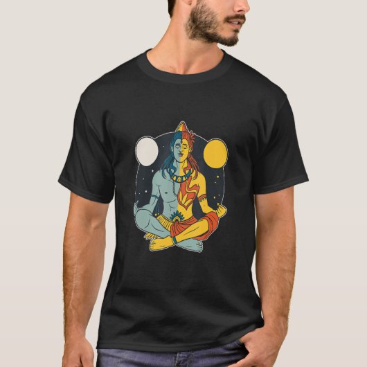 Hindu Lord Shiva beeld Goddelijke meditatie beeldj T-shirt (Voorkant)