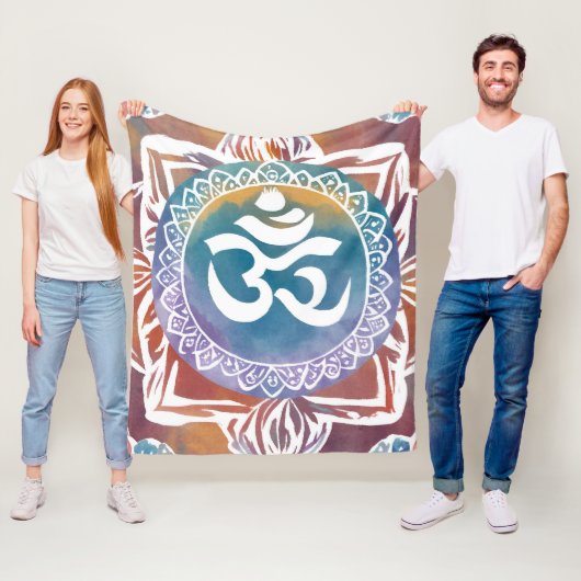 Hindu Ohm Namaste Yoga Design Fleece Deken (In situ)