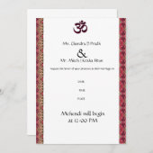 Hindu Om Wedding Invitation Kaart (Voorkant / Achterkant)