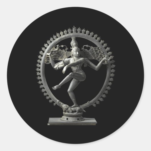 Hindu Shiva Nataraja Dansend standbeeld Dancing Na Ronde Sticker (Voorkant)