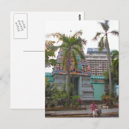 Hindu-tempeleredienst buiten de Chattiar-tempel Briefkaart (Voorkant / Achterkant)