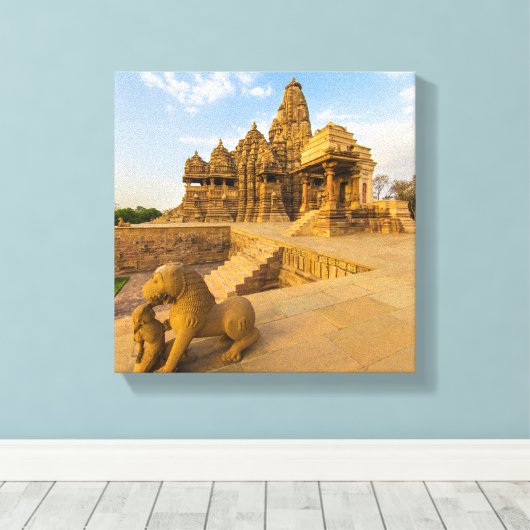 Hindu Temples in Khajuraho Canvas Afdruk (Insitu (Houten vloer))