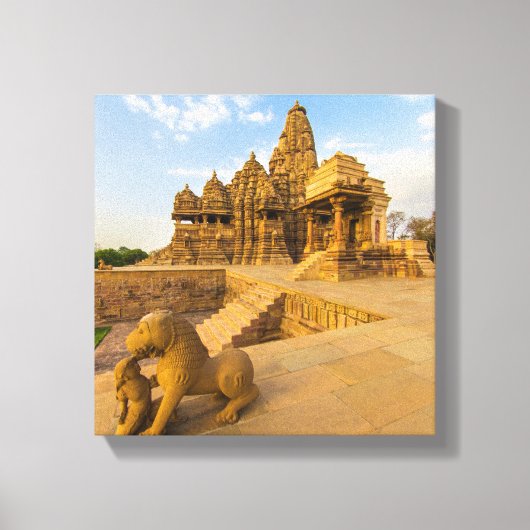 Hindu Temples in Khajuraho Canvas Afdruk (Voorkant)