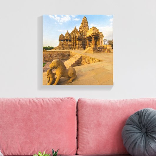 Hindu Temples in Khajuraho Canvas Afdruk (Insitu (Woonkamer))