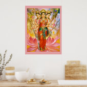Hindu Three Goddesses Large Canvas Print (Keuken)