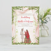 Hindu trouwuitnodigingen en Indiase trouwkaarten Kaart (Staand voorkant)