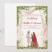 Hindu trouwuitnodigingen en Indiase trouwkaarten Kaart (Voorkant / Achterkant)