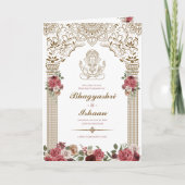 Hindu Wedding Ceremony (Gold Red Pink) gevouwen Programma (Voorkant)