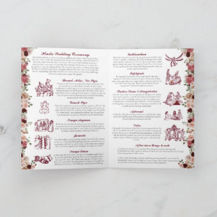 Hindu Wedding Ceremony (Gold Red Pink) gevouwen Programma