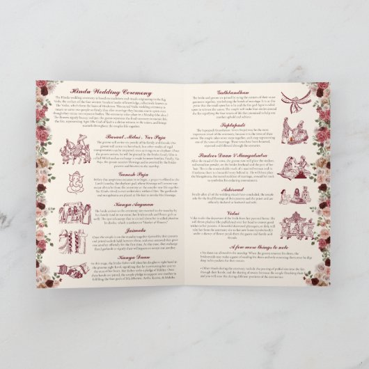 Hindu Wedding Ceremony Red, Gold, roze Floral Programma (Binnen)
