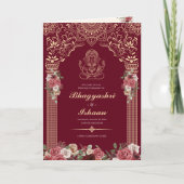 Hindu Wedding Ceremony Red, Gold, roze Floral Programma (Voorkant)