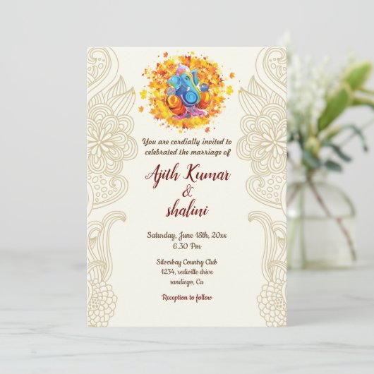 Hindu Wedding Invitation card (Staand voorkant)