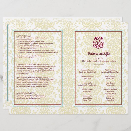 Hindu Wedding Program Flyer (Voorkant / Achterkant)