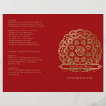 Hindu Wedding Program voor Rode en Gold Mandala