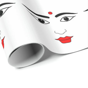 Hindu Woman Black White Red Bindi Mark Cadeaupapier