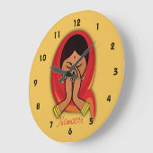 Hindu Woman met Head Scarf in Namaste Greeting Grote Klok (Hoek)