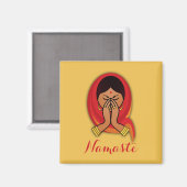 Hindu Woman met Head Scarf in Namaste Greeting Magneet (Voorkant / Achterkant)