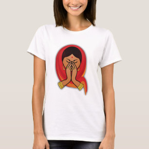 Hindu Woman met Head Scarf in Namaste Greeting T-shirt