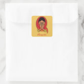 Hindu Woman met Head Scarf in Namaste Greeting Vierkante Sticker (Tas)