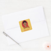 Hindu Woman met Head Scarf in Namaste Greeting Vierkante Sticker (Envelop)