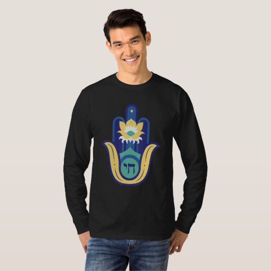 Hinduism Fatima Hand of Hamsa Eye Arabic Protect F T-shirt (Voorkant volledig)