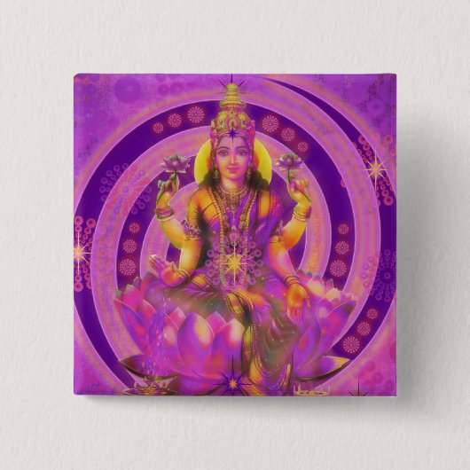 Hinduism Goddess Lakshmi Vierkante Button 5,1 Cm (Voorkant)