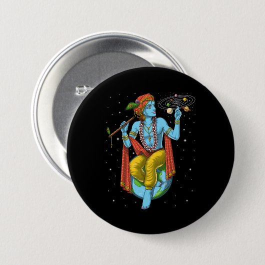 Hinduism Lord Krishna Ronde Button 7,6 Cm (Voorkant /achterkant)