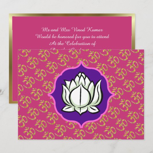 Hindu's Om Lotus Kaart (Voorkant / Achterkant)