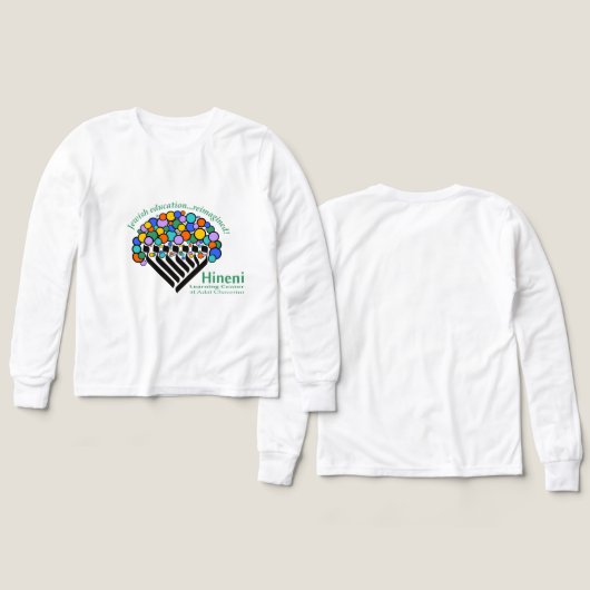 Hineni Learning Center Kids' Long-Sleeve White (Voorkant /achterkant)
