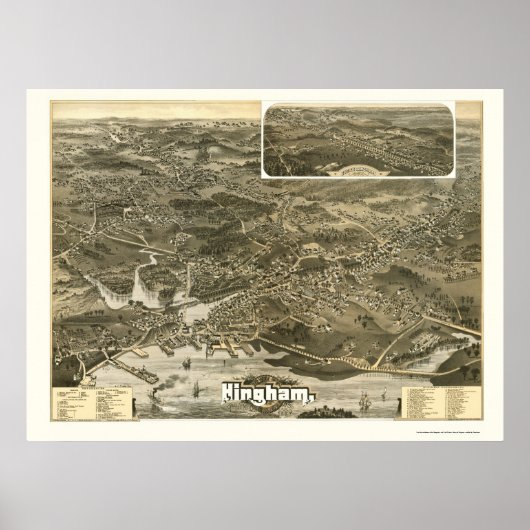 Hingham, MA Panoramic Map - 1885 Poster (Voorkant)