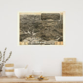 Hingham Massachusetts 1885 Antiek Panoramische Kaa Poster (Keuken)